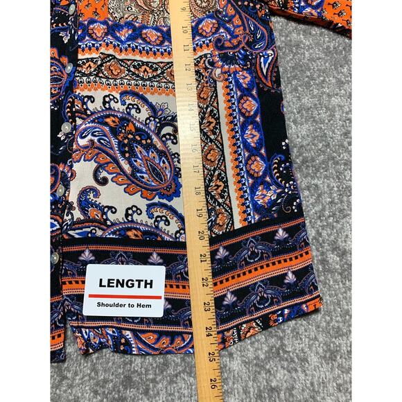 Karen Kane Blouse Top Women Size M Multicolor Paisley Button Front USA Made - Picture 12 of 13